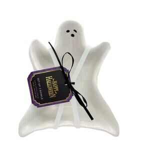 White HALLOWEEN GHOST Ceramic Serving Bowls 6x5.5 Set of 2 Spooky Boo New